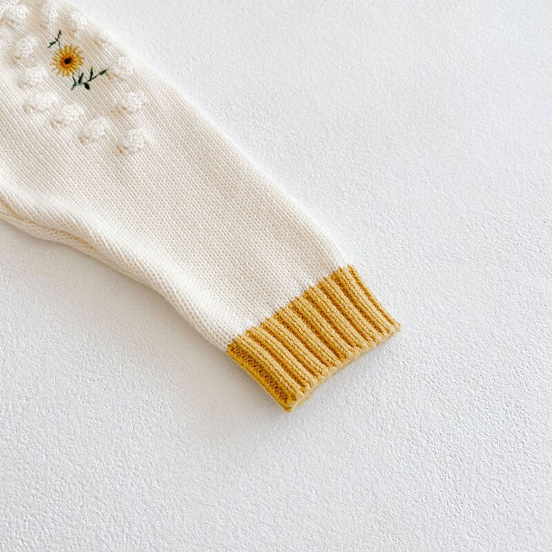 Close-up of mustard knit cuff