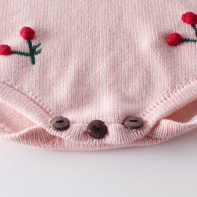 Close-up of crotch buttons on pink bodysuit