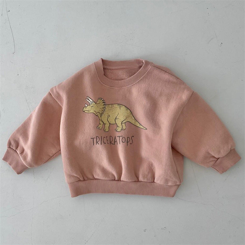 Pink dinosaur fleece toddler pullover