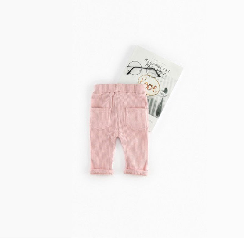 Pink ribbed high waist baby leggings