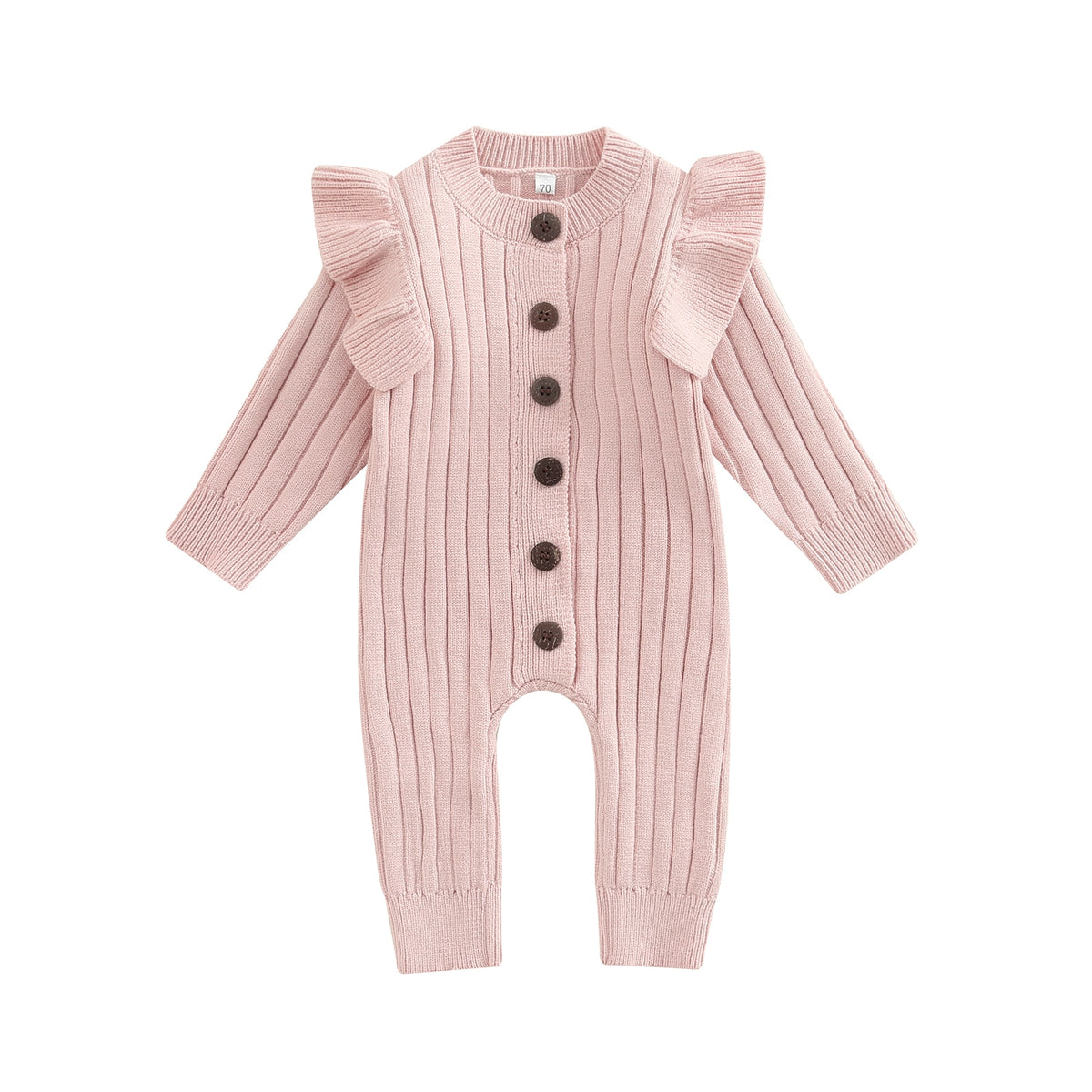 Pink ruffle knit baby jumpsuit