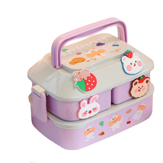 Cartoon Stickers Double Layers Lunch Box