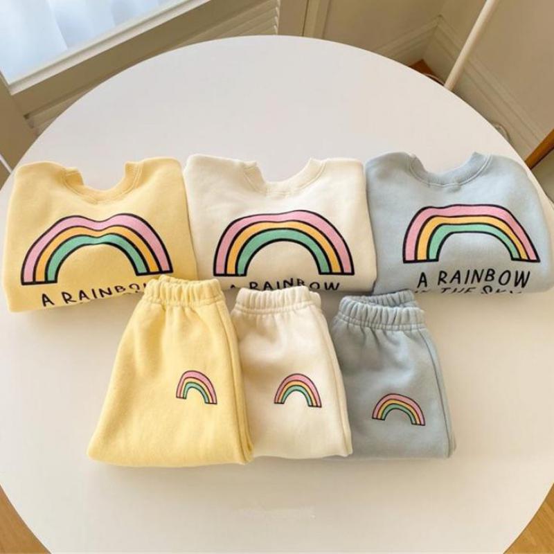 Rainbow sweatshirt sets showing back print