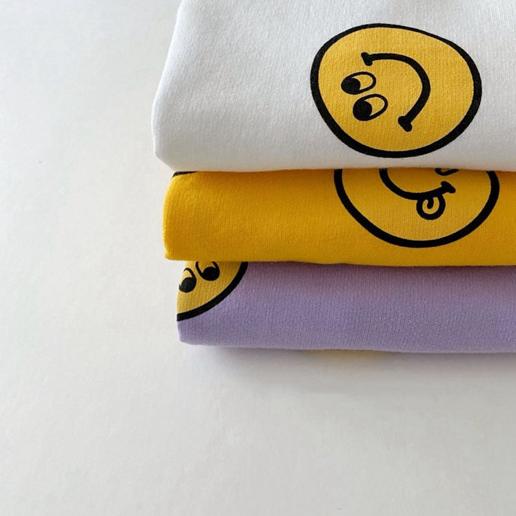 Stacked smiley print tees