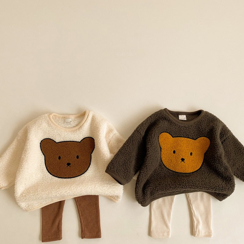 White and brown teddy bear sherpa sweatshirts