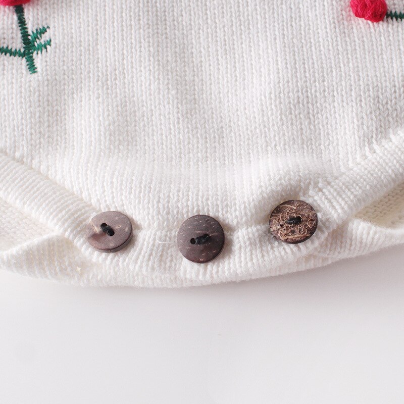 Close-up of crotch buttons on white bodysuit