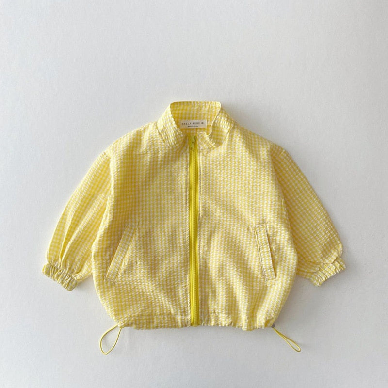 Yellow gingham zip-up sun jacket